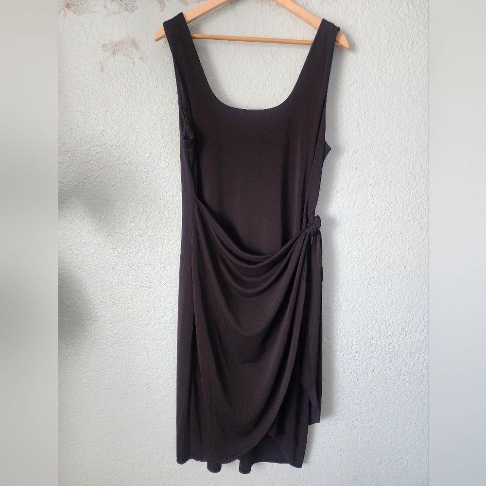 Express Elegant Black Draped Shapewear Midi Dress